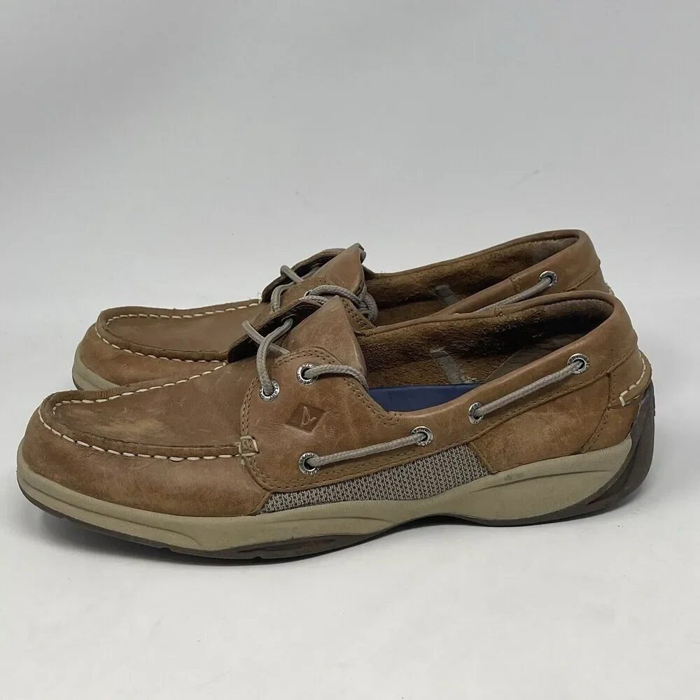 Sperry Top Sider Intrepid Boat Shoes Mens 11 Brown Leather 2 Eye Casual Preppy